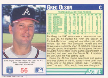 Greg Olson  baseball card collectible - Main Image 2