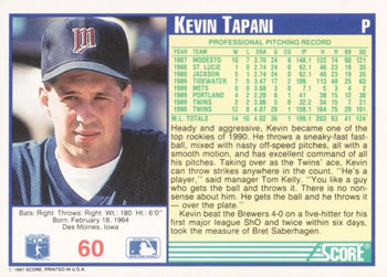 Kevin Tapani  baseball card collectible - Main Image 2