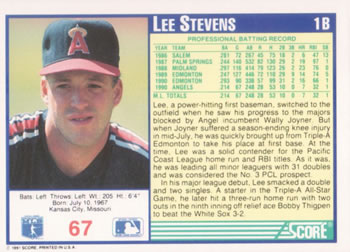 Lee Stevens  baseball card collectible - Main Image 2