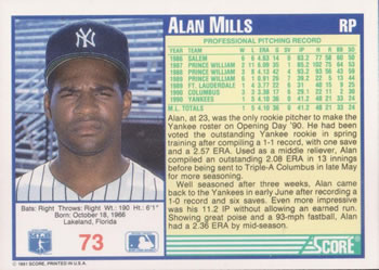 Alan Mills  baseball card collectible - Main Image 2