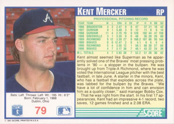 Kent Mercker  baseball card collectible - Main Image 2