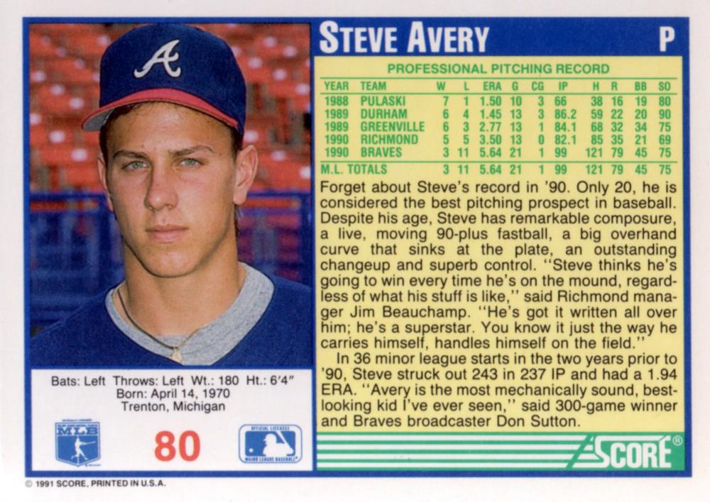 Steve Avery  baseball card collectible - Main Image 2