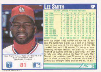 Lee Smith  baseball card collectible - Main Image 2
