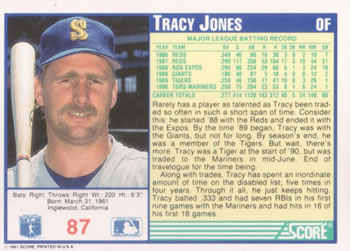 Tracy Jones  baseball card collectible - Main Image 2