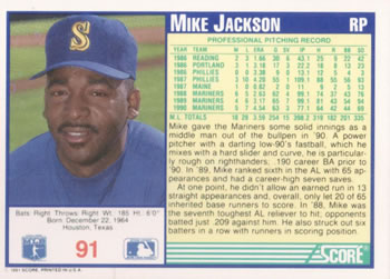 Mike Jackson  baseball card collectible - Main Image 2