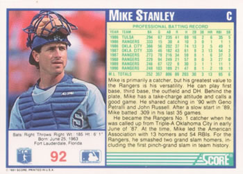 Mike Stanley  baseball card collectible - Main Image 2