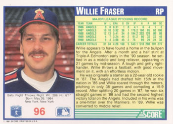 Willie Fraser  baseball card collectible - Main Image 2
