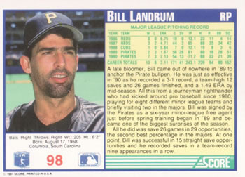 Bill Landrum  baseball card collectible - Main Image 2
