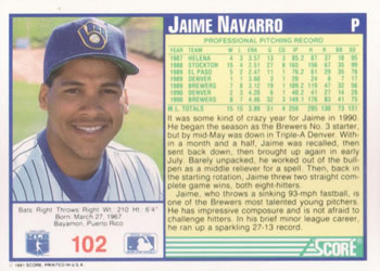 Jaime Navarro  baseball card collectible - Main Image 2