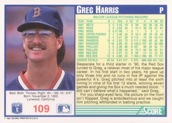 Greg Harris  baseball card collectible - Main Image 2