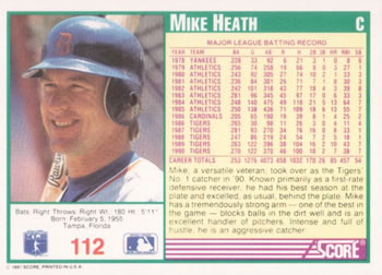 Mike Heath  baseball card collectible - Main Image 2