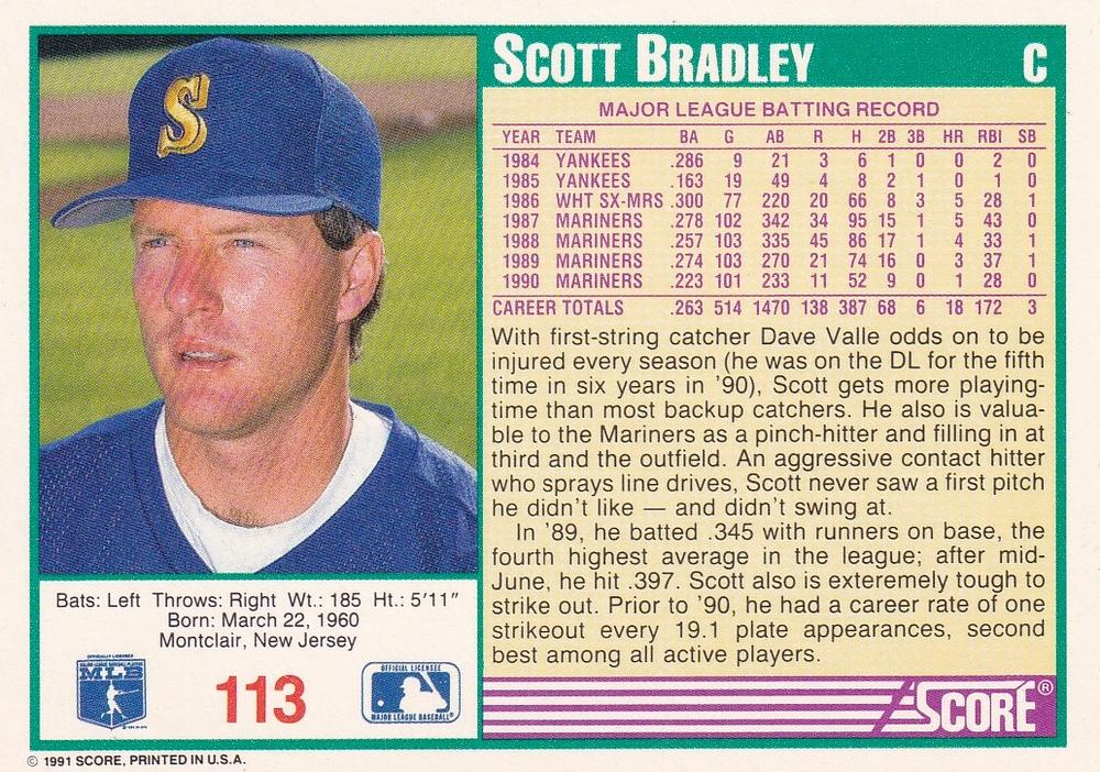 Scott Bradley  baseball card collectible - Main Image 2