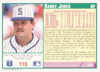 Barry Jones  baseball card collectible - Main Image 2