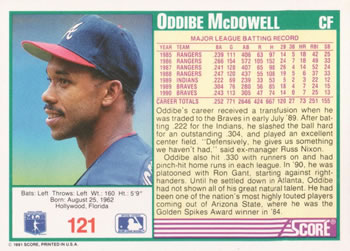 Oddibe McDowell  baseball card collectible - Main Image 2