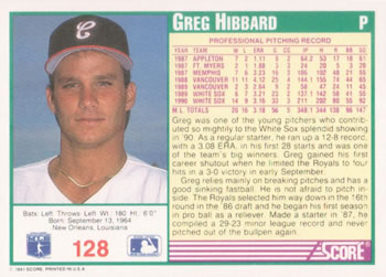 Greg Hibbard  baseball card collectible - Main Image 2