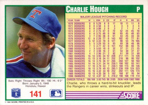 Charlie Hough  baseball card collectible - Main Image 2