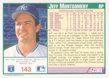 Jeff Montgomery  baseball card collectible - Main Image 2