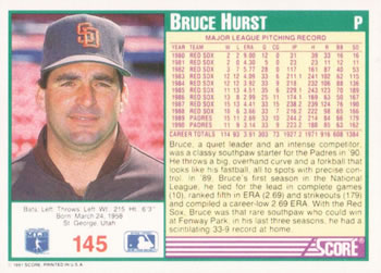 Bruce Hurst  baseball card collectible - Main Image 2