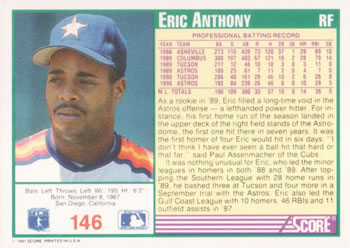 Eric Anthony  baseball card collectible - Main Image 2