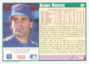 Kenny Rogers  baseball card collectible - Main Image 2