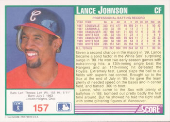 Lance Johnson  baseball card collectible - Main Image 2