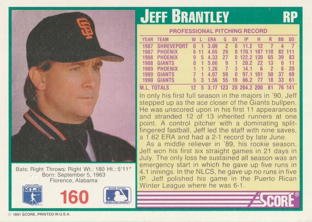 Jeff Brantley  baseball card collectible - Main Image 2