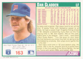 Dan Gladden  baseball card collectible - Main Image 2