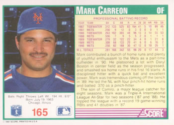 Mark Carreon  baseball card collectible - Main Image 2