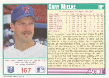 Gary Mielke  baseball card collectible - Main Image 2