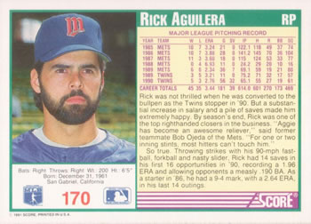 Rick Aguilera  baseball card collectible - Main Image 2