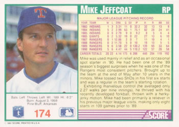 Mike Jeffcoat  baseball card collectible - Main Image 2