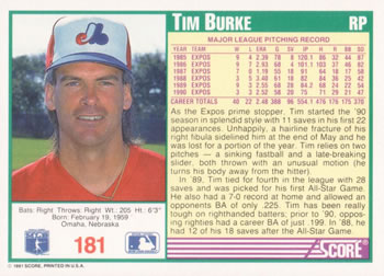 Tim Burke  baseball card collectible - Main Image 2
