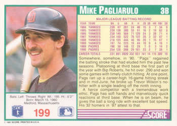 Mike Pagliarulo  baseball card collectible - Main Image 2