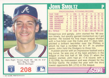John Smoltz  baseball card collectible - Main Image 2