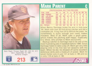 Mark Parent  baseball card collectible - Main Image 2