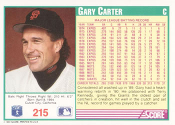 Gary Carter  baseball card collectible - Main Image 2