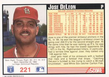 Jose DeLeon  baseball card collectible - Main Image 2