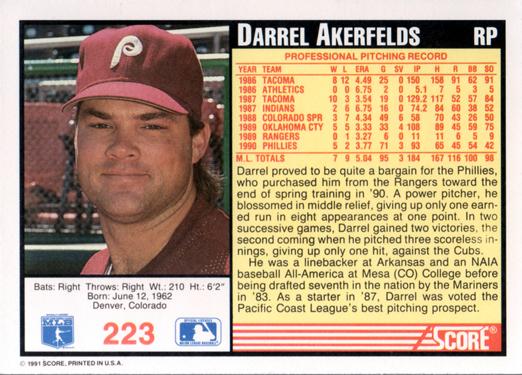 Darrel Akerfelds  baseball card collectible - Main Image 2