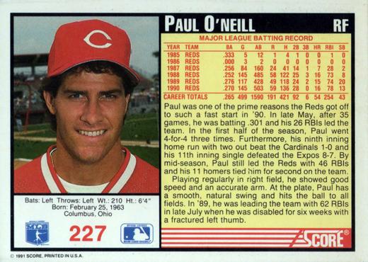 Paul O’Neill  baseball card collectible - Main Image 2