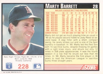 Marty Barrett  baseball card collectible - Main Image 2