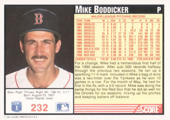 Mike Boddicker  baseball card collectible - Main Image 2