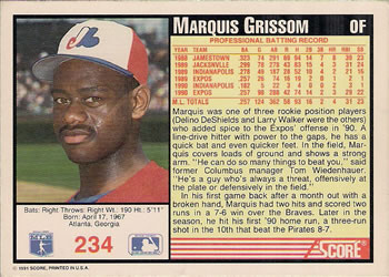 Marquis Grissom  baseball card collectible - Main Image 2