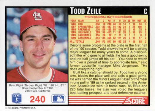 Todd Zeile  baseball card collectible - Main Image 2