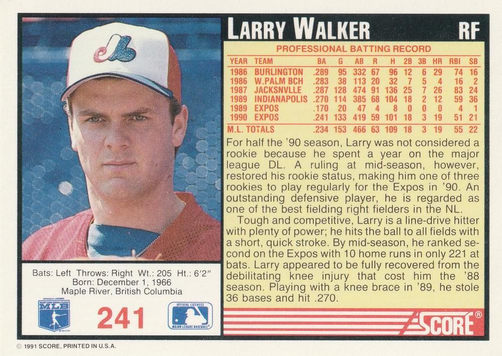 Larry Walker  baseball card collectible - Main Image 2