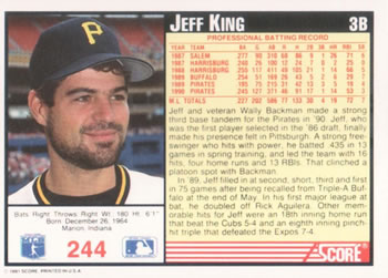 Jeff King  baseball card collectible - Main Image 2