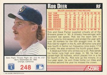 Rob Deer  baseball card collectible - Main Image 2