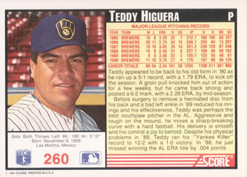 Teddy Higuera  baseball card collectible - Main Image 2