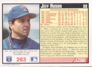 Jeff Huson  baseball card collectible - Main Image 2