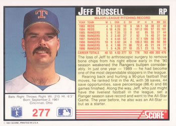 Jeff Russell  baseball card collectible - Main Image 2