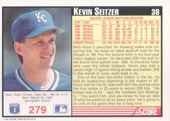 Kevin Seitzer  baseball card collectible - Main Image 2